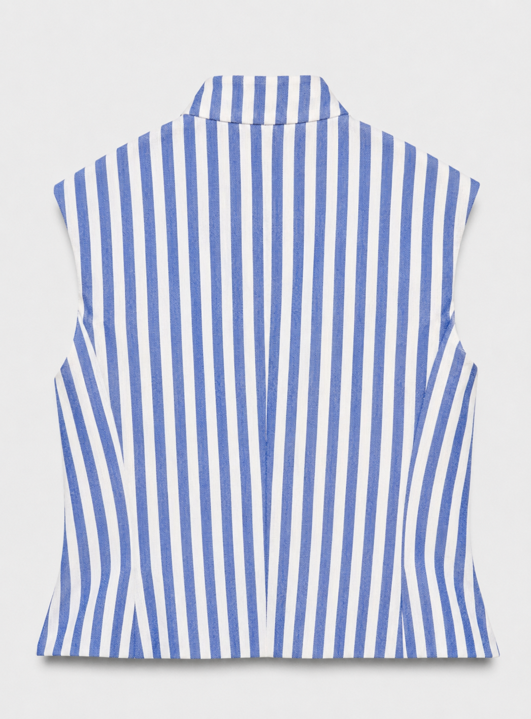 Blue & White Striped Sleeveless Top with White Skirt