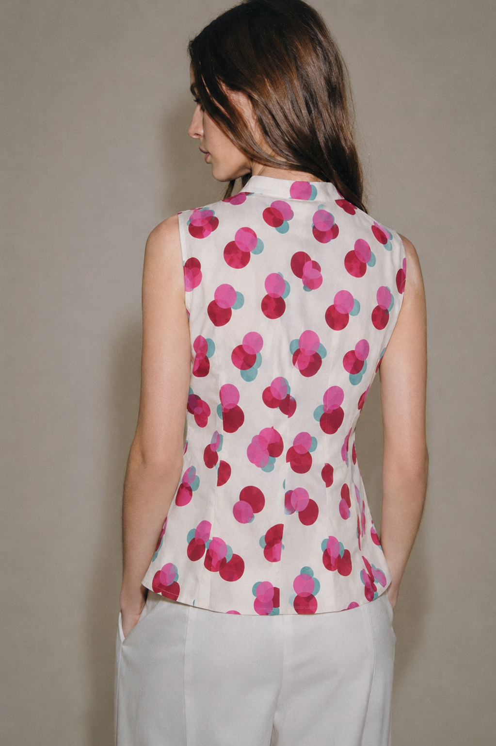 Cotton Tie-Front Polka Dot Peplum Top