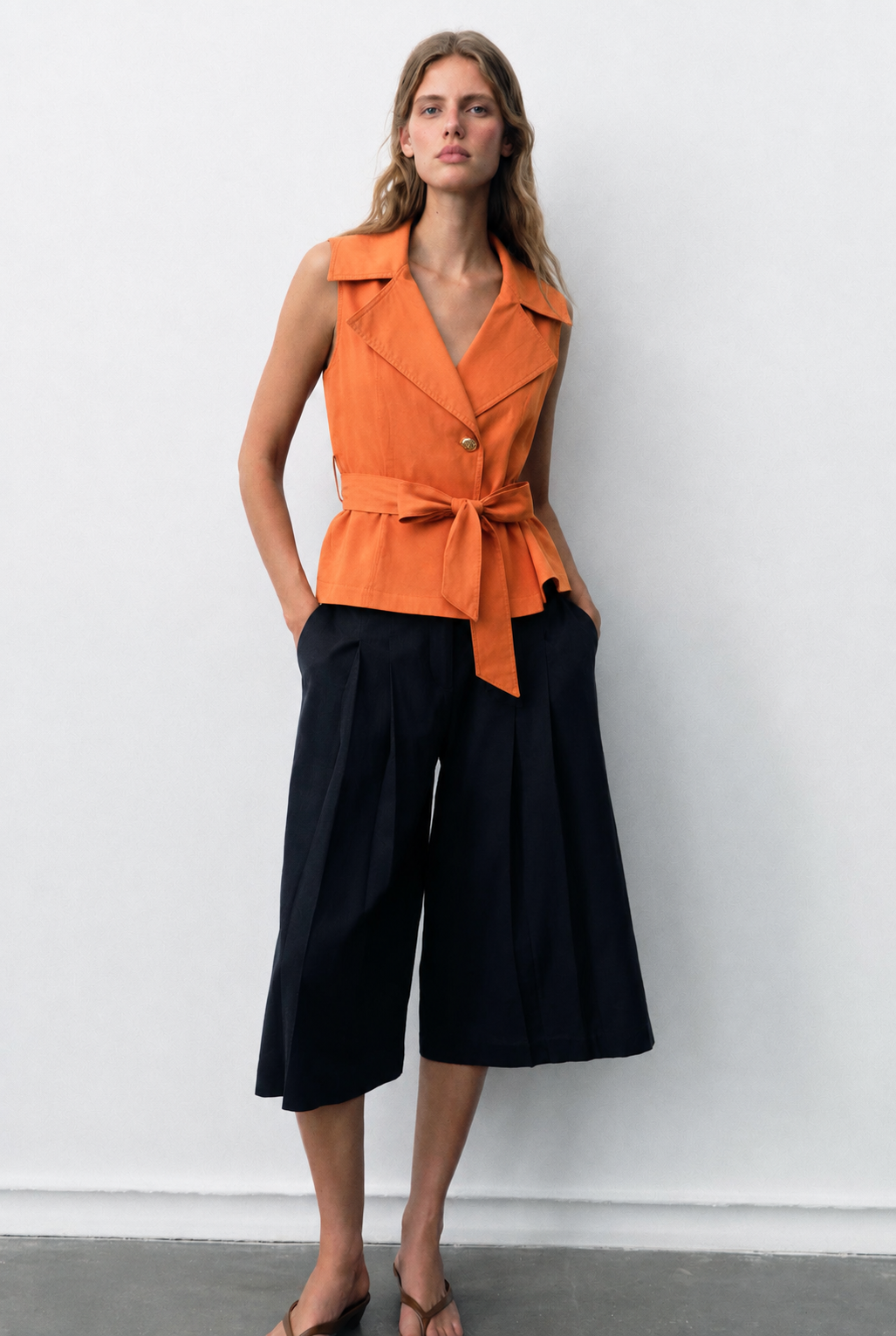 Sculpted Linen Wrap Vest