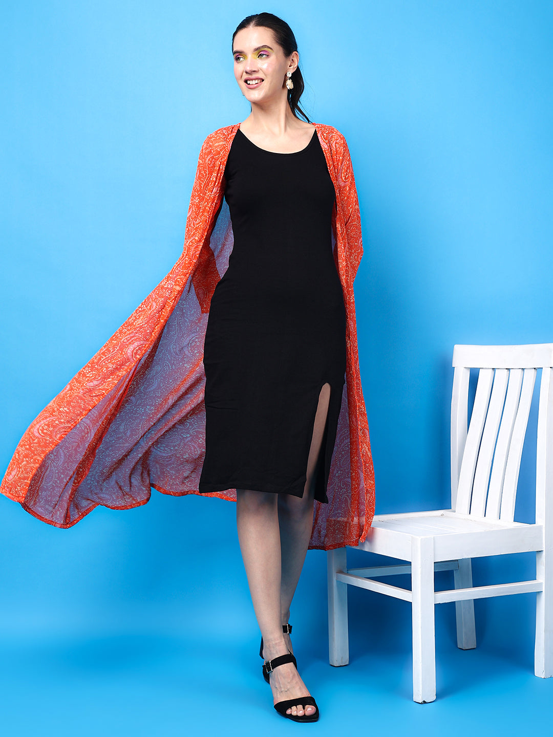 Tangerine Bloom Chiffon Shrug