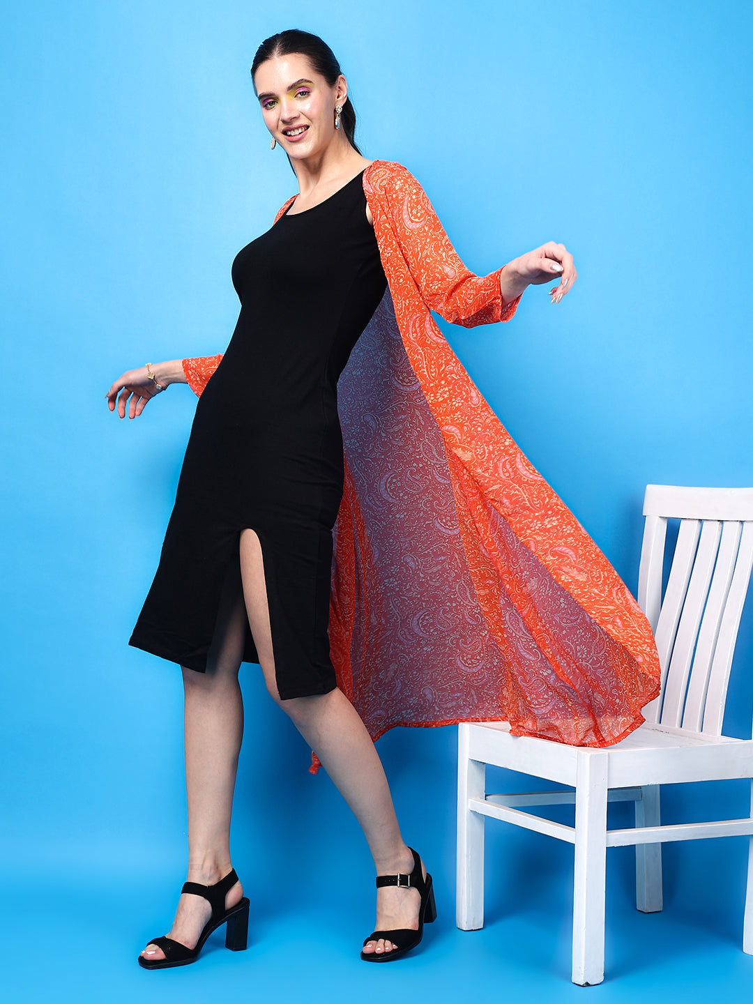 Tangerine Bloom Chiffon Shrug