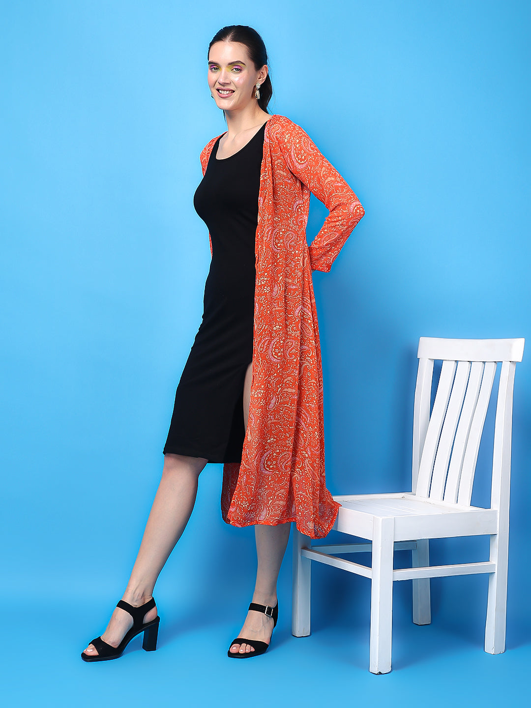Tangerine Bloom Chiffon Shrug