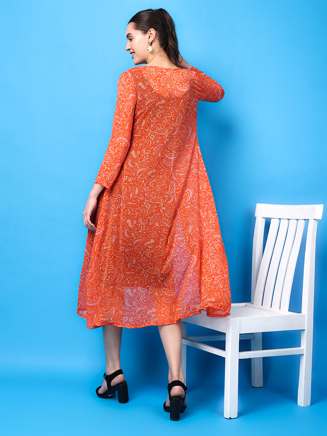 Tangerine Bloom Chiffon Shrug