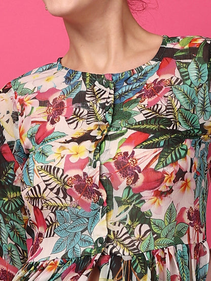 Tropical Printed Chiffon Tunic