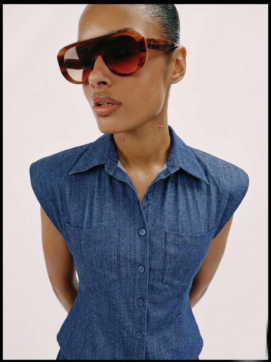 Padded Sleeve Denim Shirt