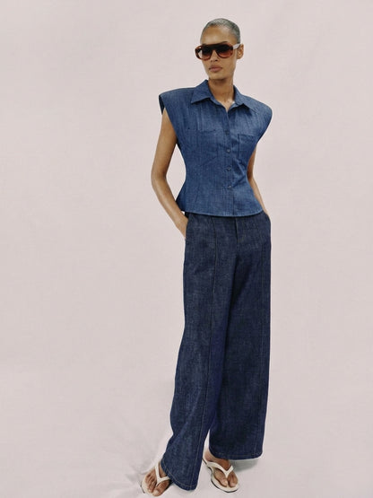 Padded Sleeve Denim Shirt