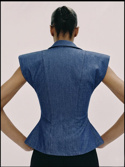 Padded Sleeve Denim Shirt