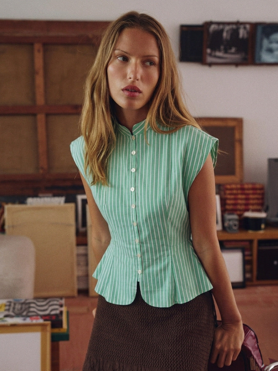 Green Stripes Cotton Shirt