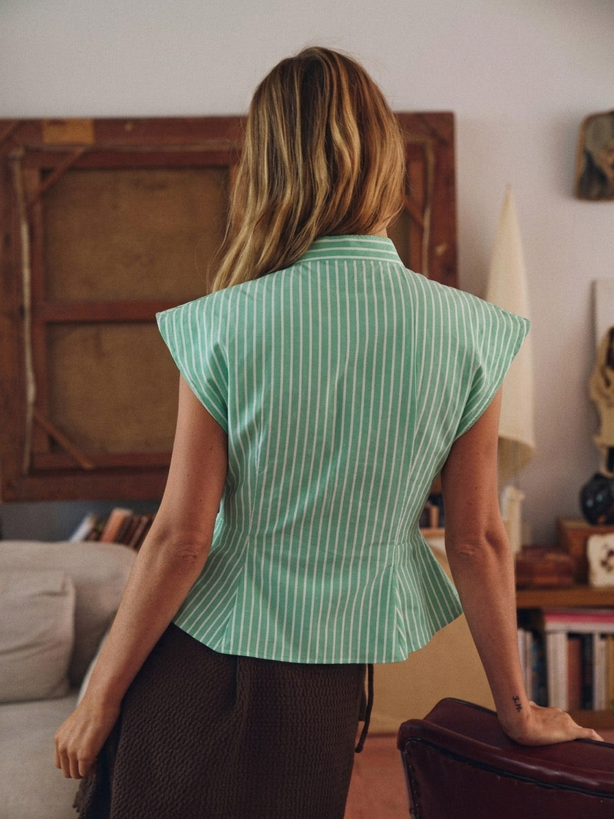 Green Stripes Cotton Shirt