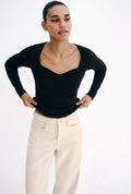 Essential Black Fitted Long-Sleeve Top