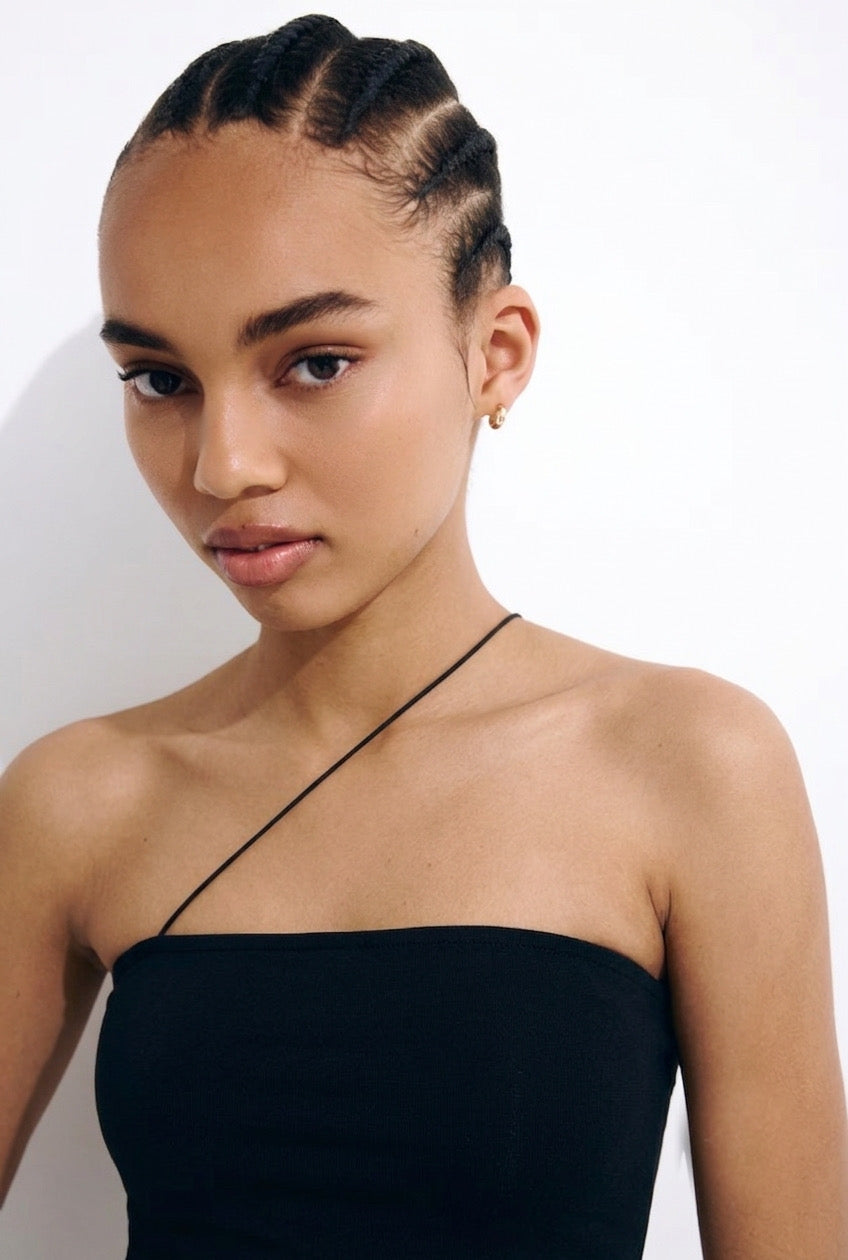 Black Solid String Top