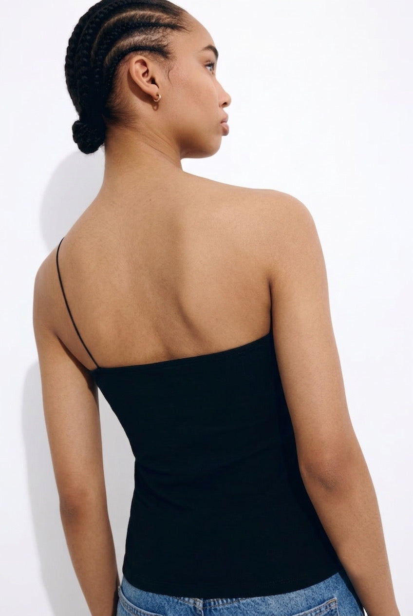 Black Solid String Top