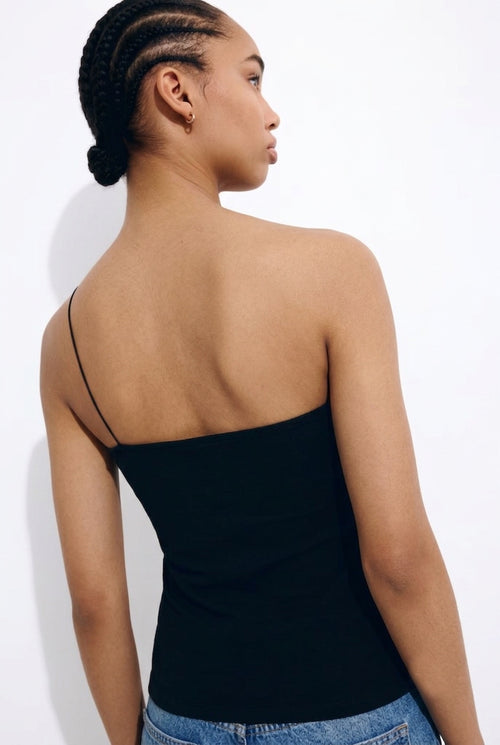 Black Solid String Top