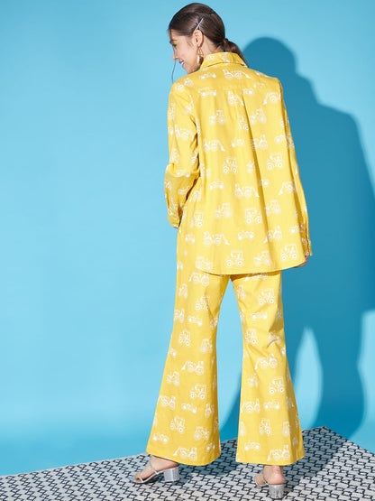 Sunshine Serenade: Yellow Printed Coord Set | Hues of India