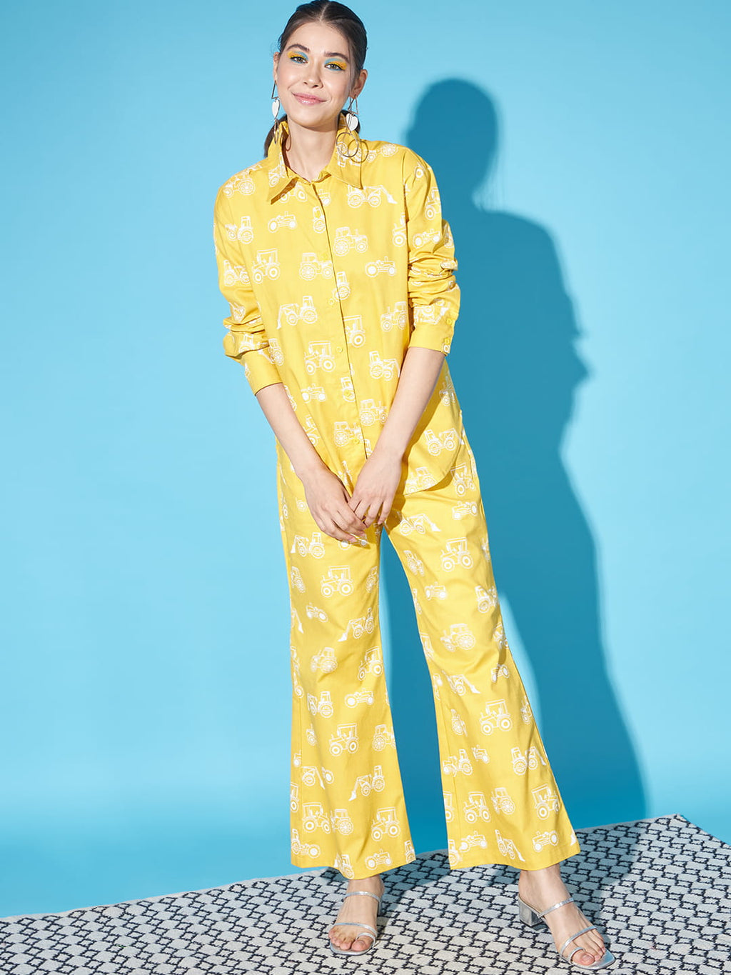 Sunshine Serenade: Yellow Printed Coord Set