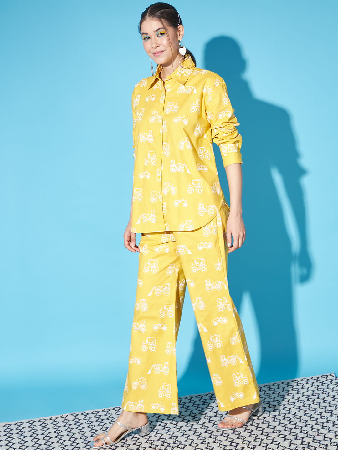Sunshine Serenade: Yellow Printed Coord Set | Hues of India