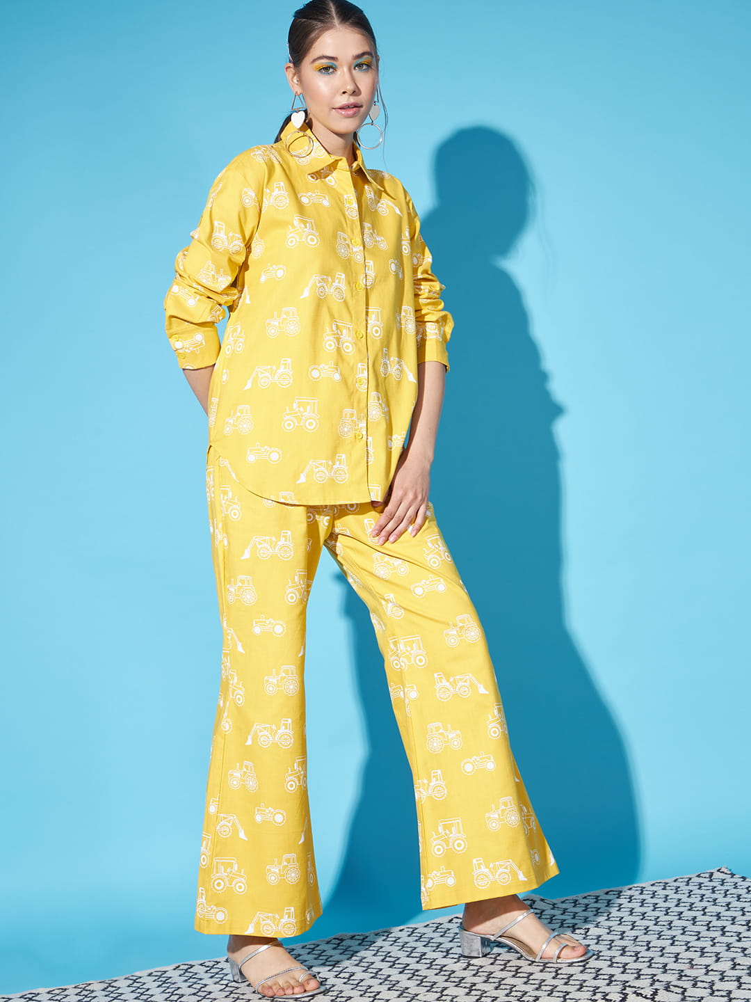 Sunshine Serenade: Yellow Printed Coord Set | Hues of India