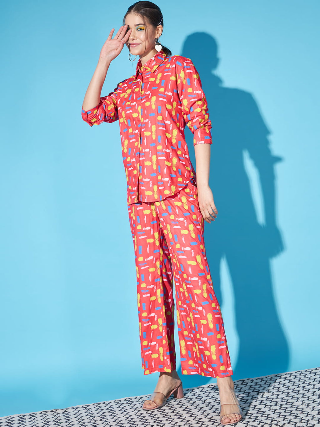 Scarlet Symphony: Red Printed Coord Set
