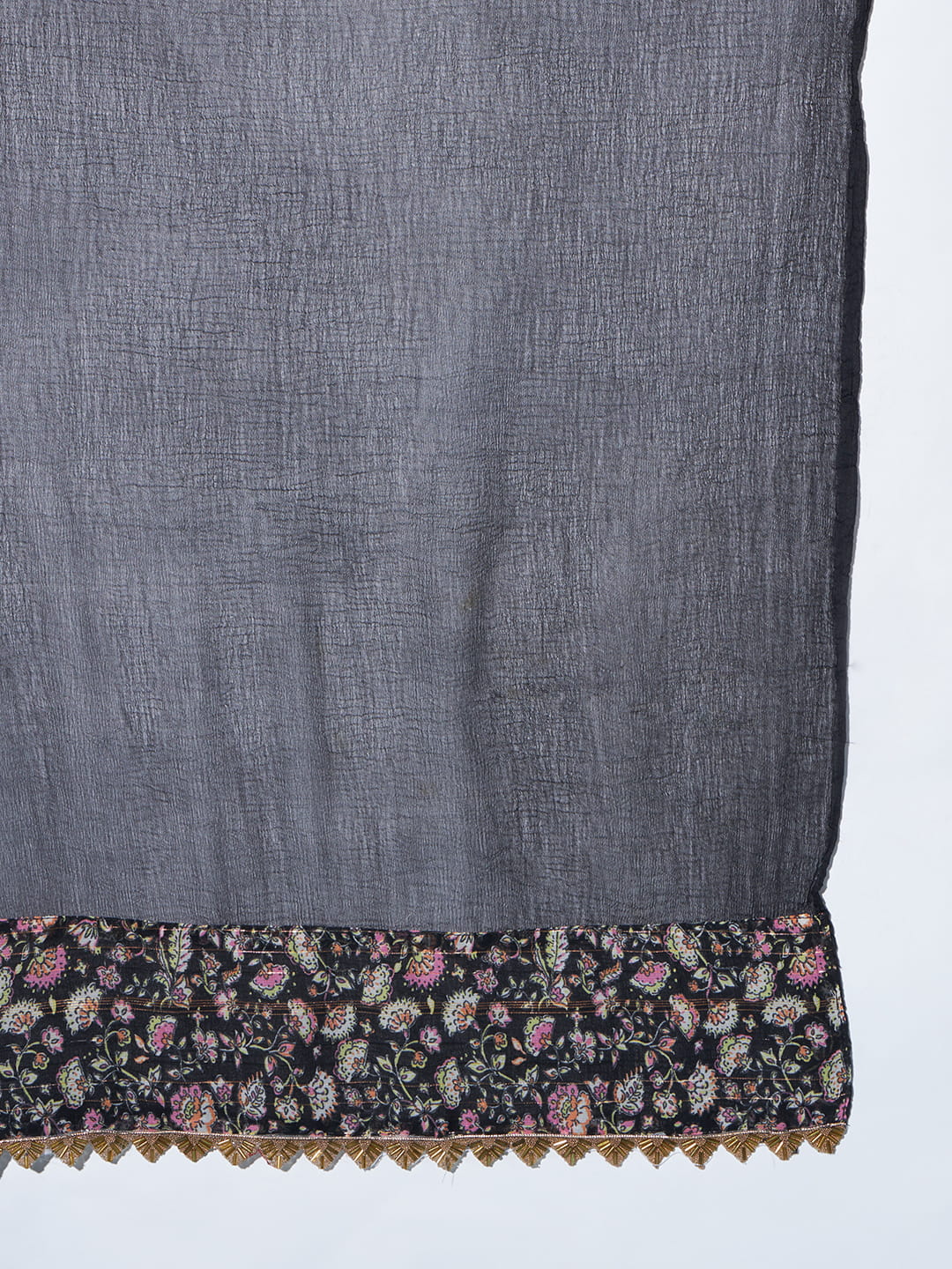 Noir Elegance: Black Kurta with Designer Back and Dupatta | Hues of India