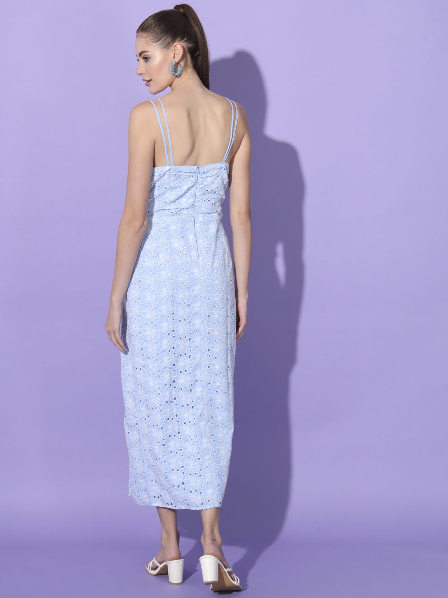 Elegance in Blue: Cotton Designer Dress