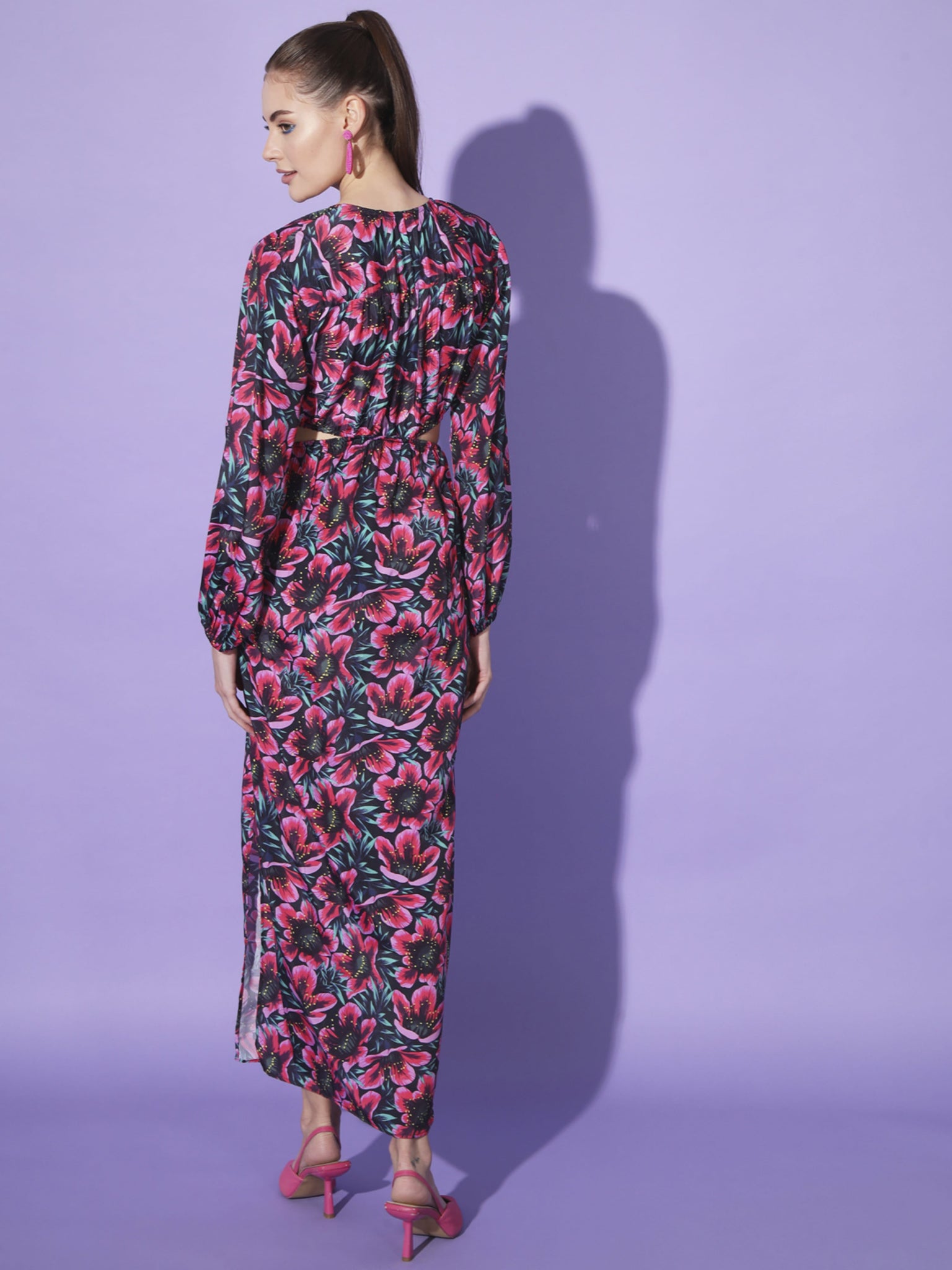 Blossom in Darkness: Multicolour Floral Dress