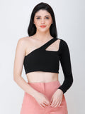 SCORPIUS Black one shoulder crop top