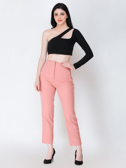 SCORPIUS Black one shoulder crop top