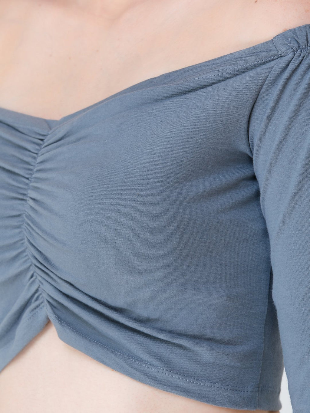 SCORPIUS grey off shoulder crop top