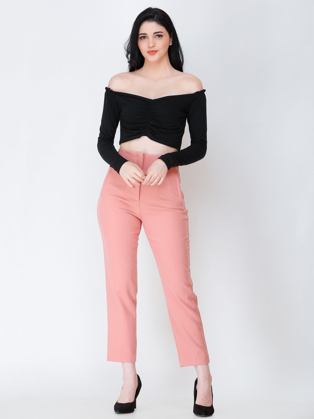 SCORPIUS Black off shoulder crop top