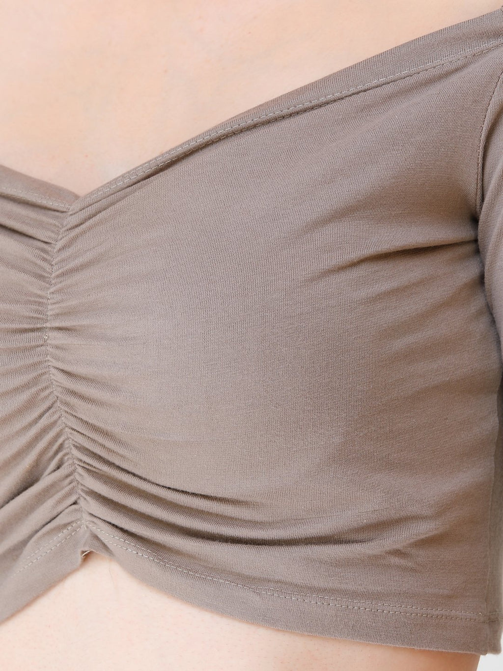 SCORPIUS Beige off shoulder crop top