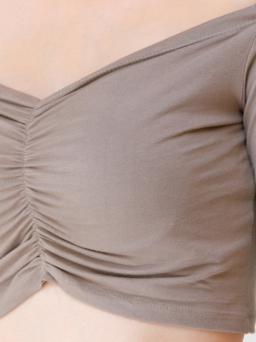 SCORPIUS Beige off shoulder crop top