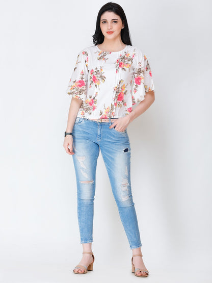 SCORPIUS floral print top