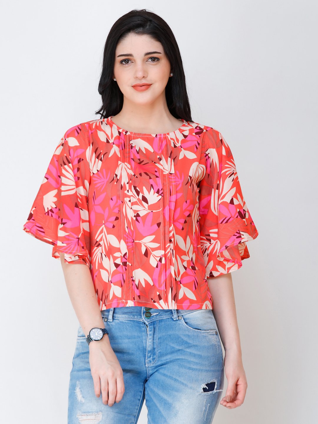 SCORPIUS floral print top