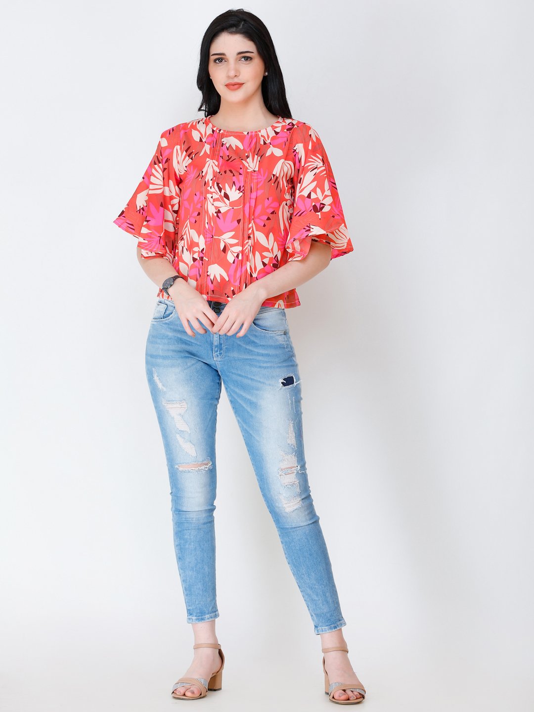 SCORPIUS floral print top