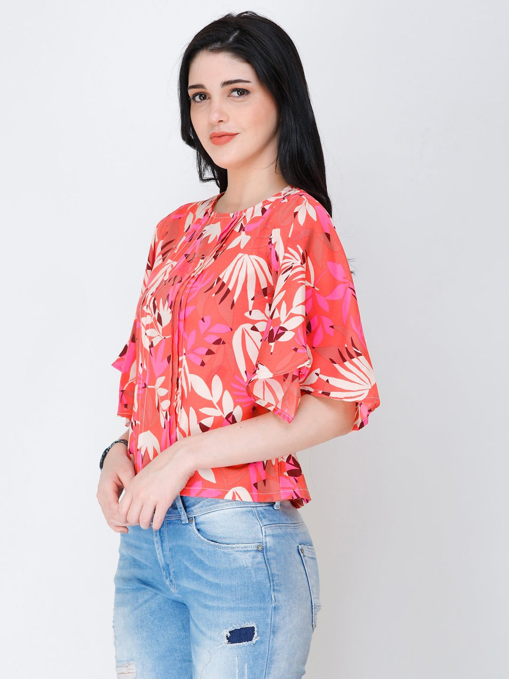 SCORPIUS floral print top