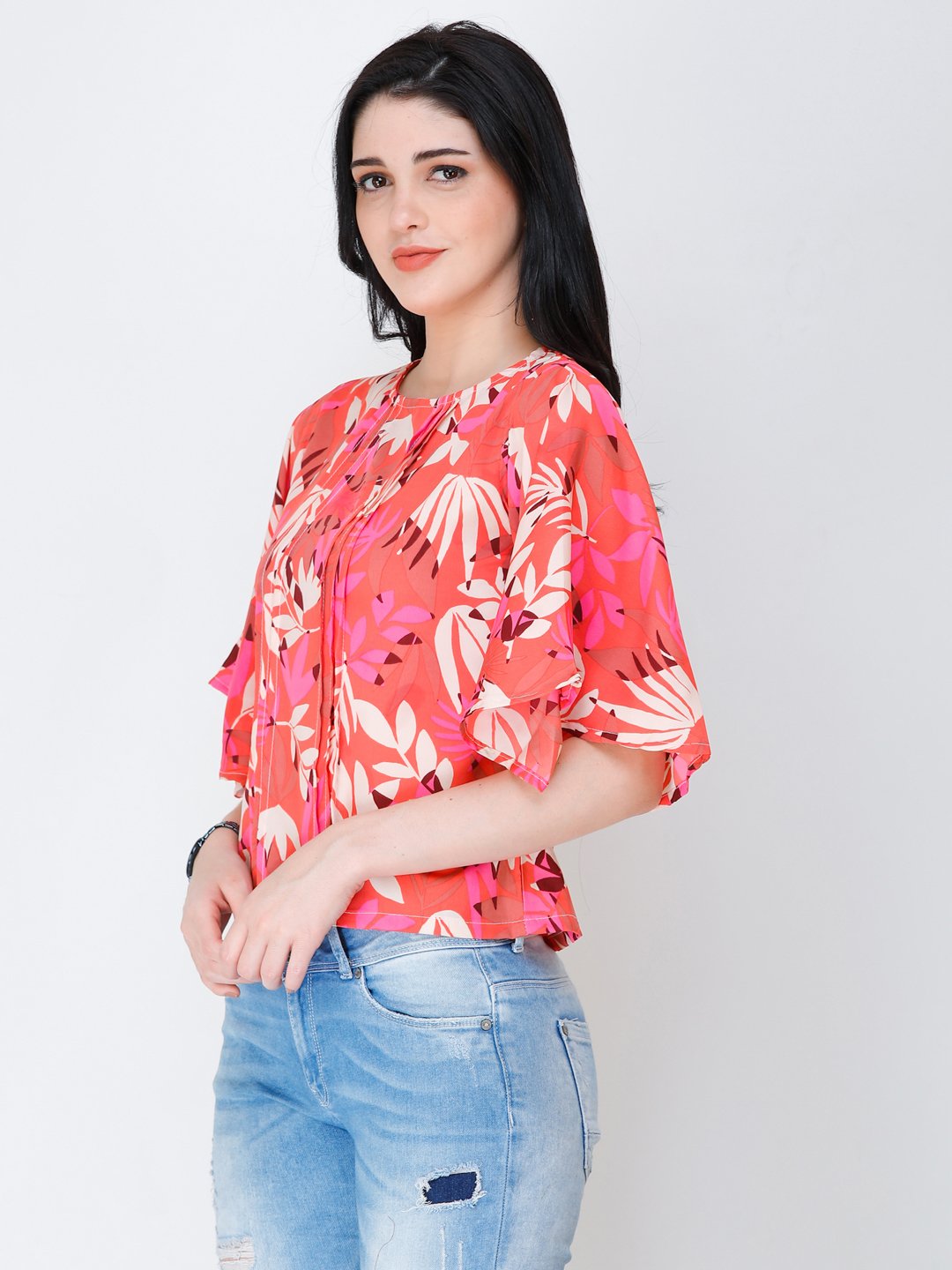 SCORPIUS floral print top