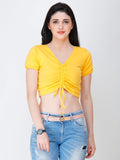 SCORPIUS yellow styled front crop top