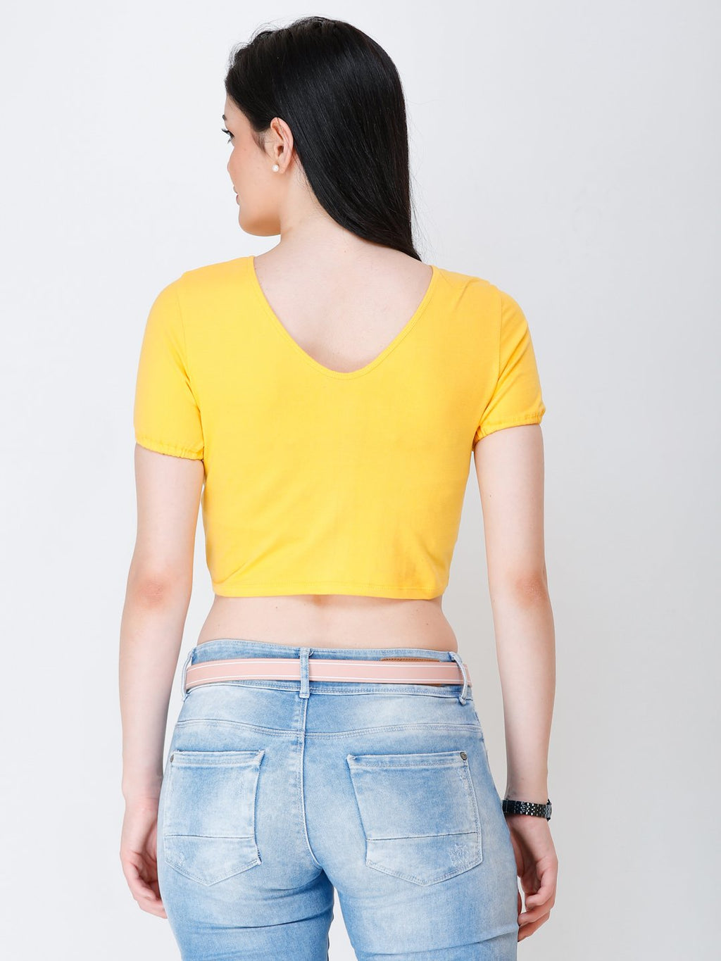 SCORPIUS yellow styled front crop top
