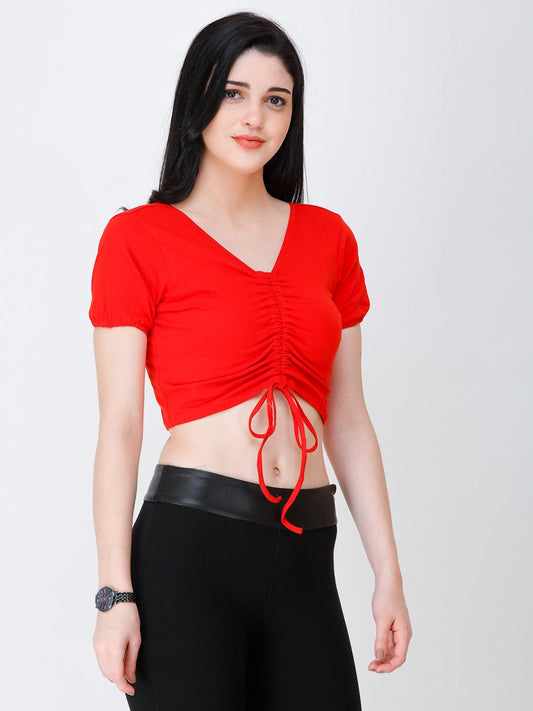 SCORPIUS Red styled front crop top