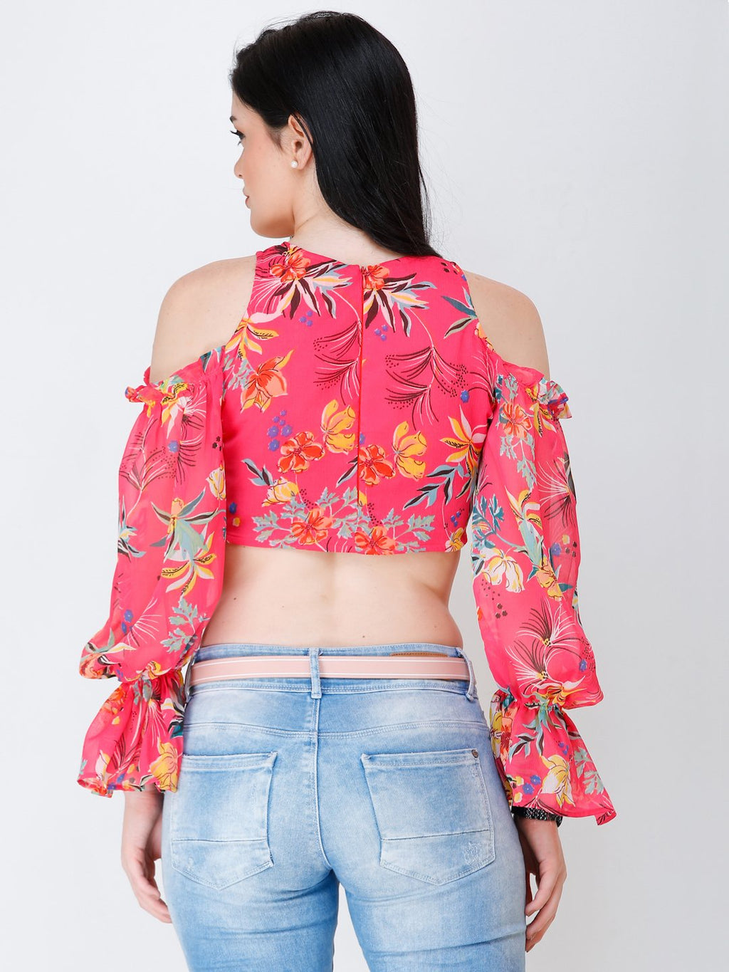 SCORPIUS Pink printed crop top
