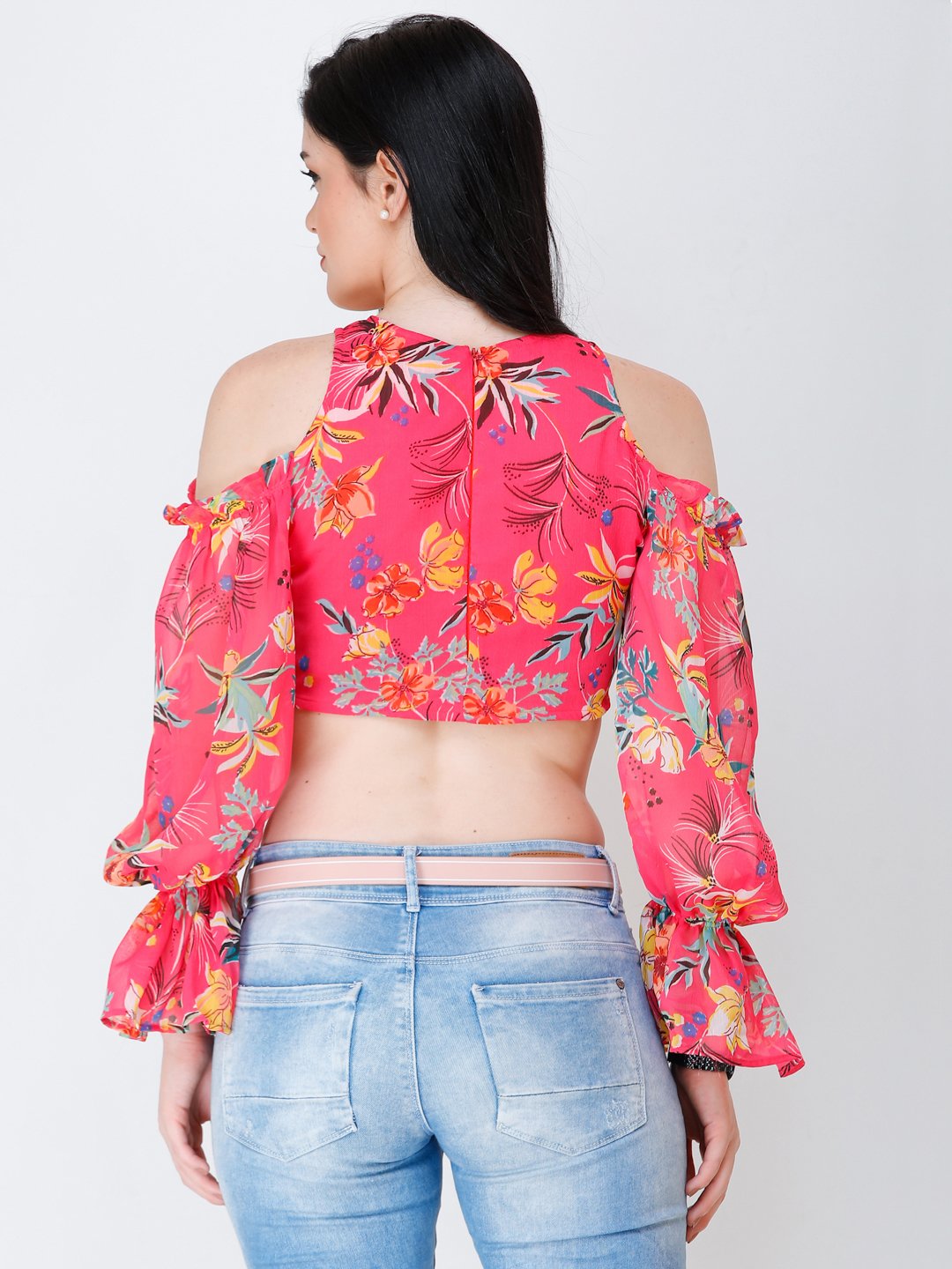 SCORPIUS Pink printed crop top