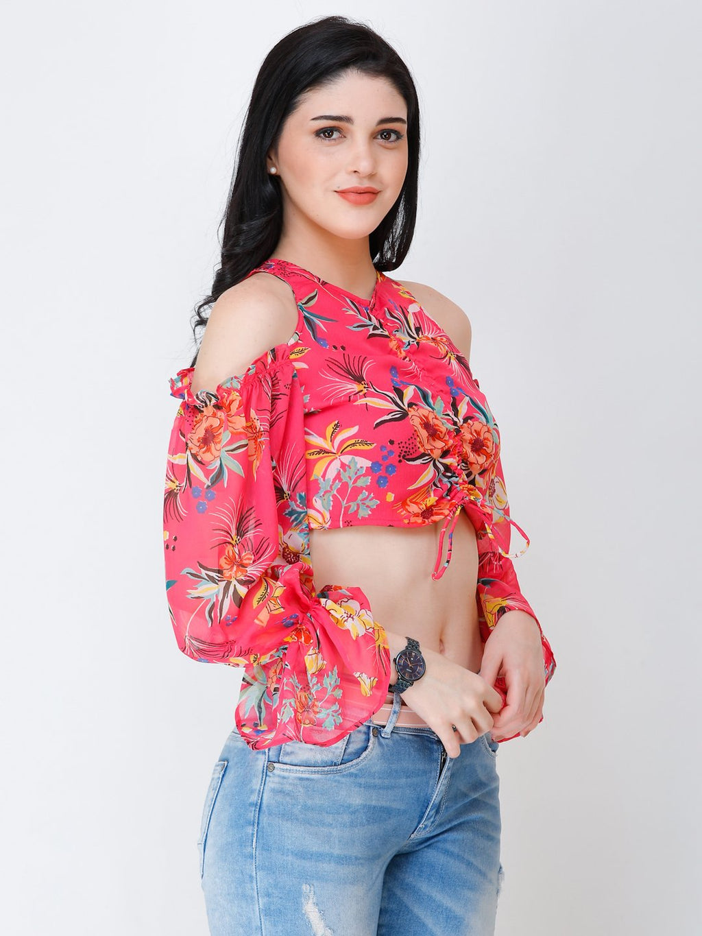 SCORPIUS Pink printed crop top