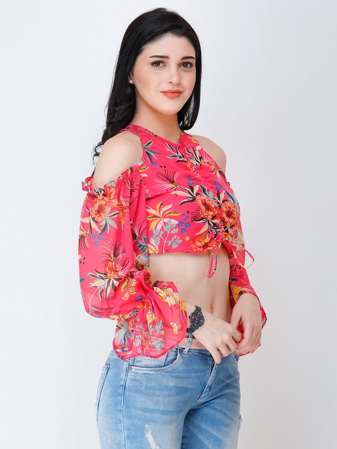 SCORPIUS Pink printed crop top