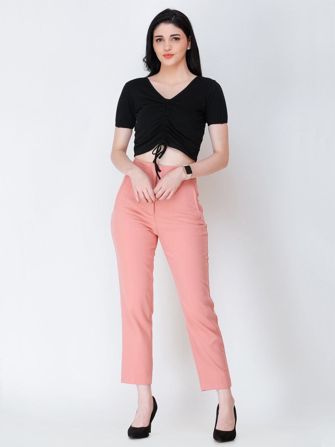 SCORPIUS Black styled front crop top