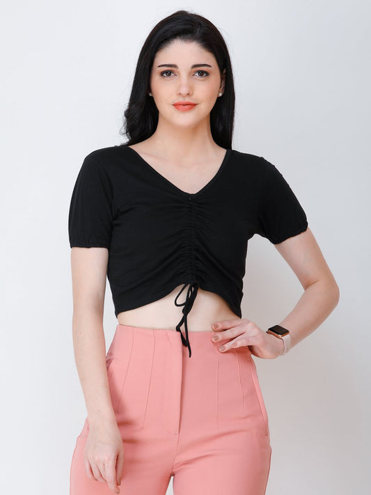 SCORPIUS Black styled front crop top