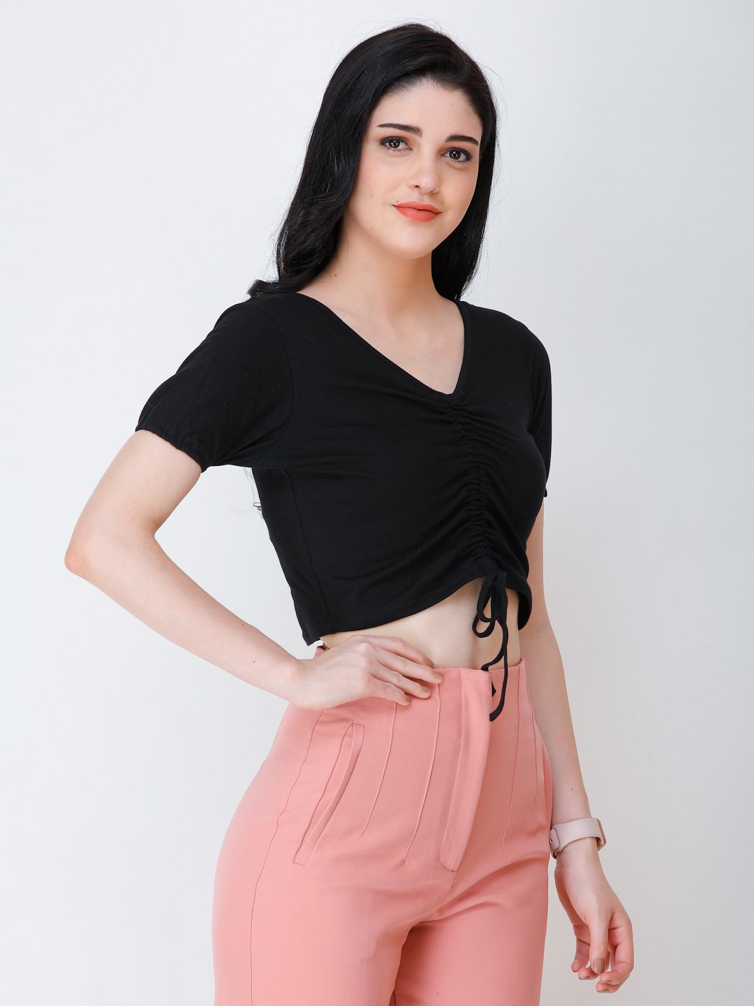 SCORPIUS Black styled front crop top