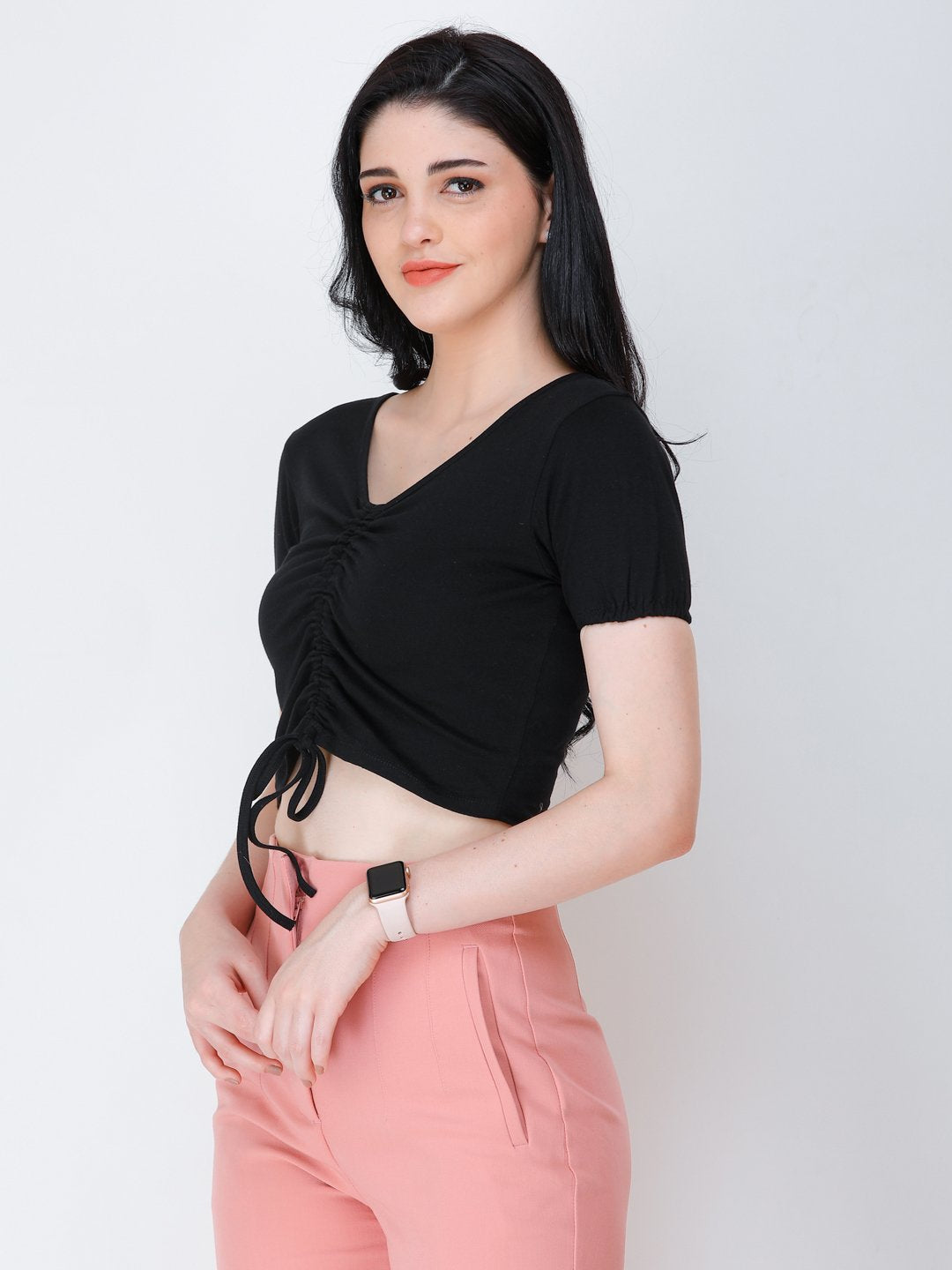 SCORPIUS Black styled front crop top