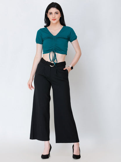 SCORPIUS Teal styled front crop top