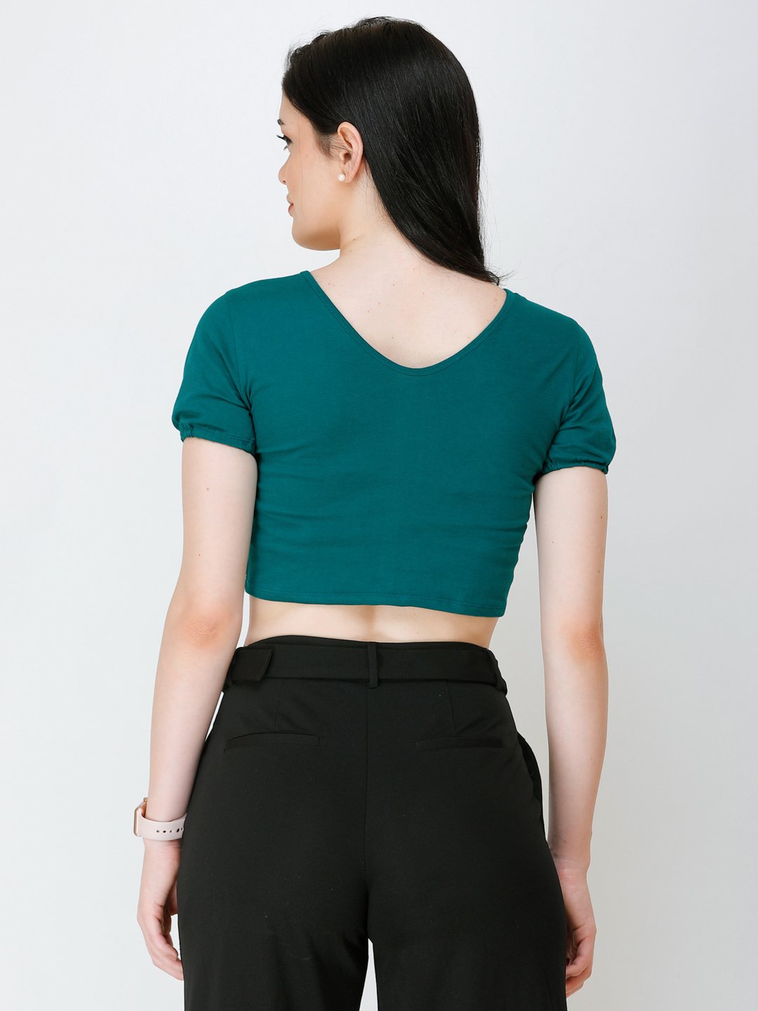 SCORPIUS Teal styled front crop top