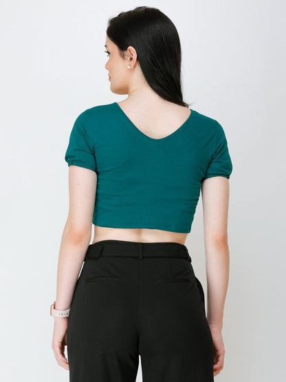 SCORPIUS Teal styled front crop top